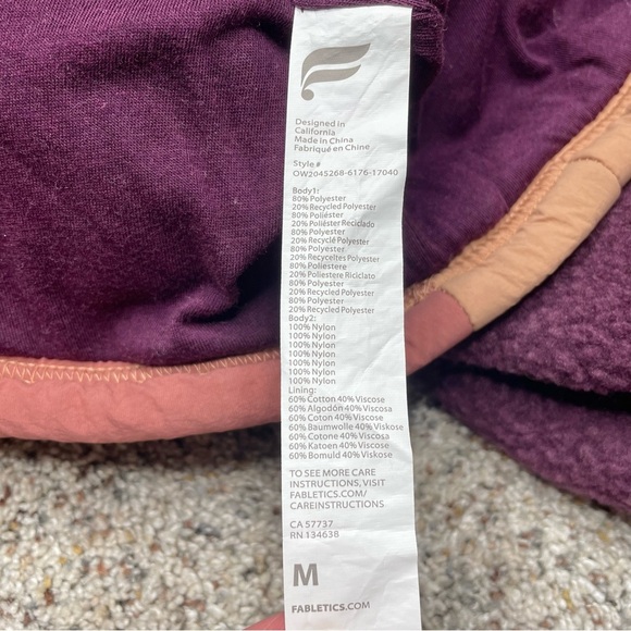Fabletics Mallory Quarter Zip Fleece Sherpa Pullover Purple Burgundy Medium - Picture 6 of 9